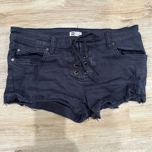 Billabong Black Distressed Lace-up Shorts (Size 26)